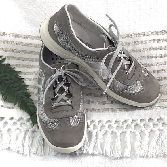 Mephisto Runoff Air Jet System Silver Snakeskin Grey Leather Lace Up Shoes - Picture 2 of 16